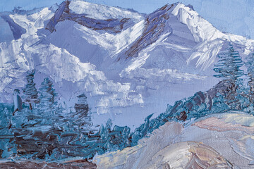 Mountain landscape with oil paints