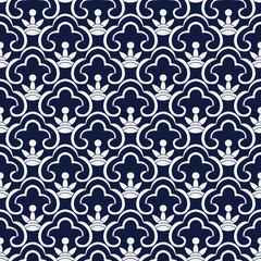 Seamless Blue Chinese Background Chinese royal curve trefoil cross frame