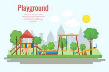 Children's playground vector illustration. - 157113779