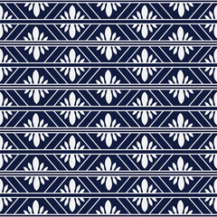 Seamless Blue Chinese Background check geometry frame flower