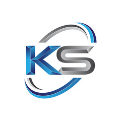 Simple initial letter logo modern swoosh KS