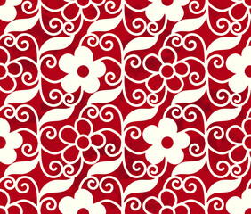 Seamless Vintage Chinese Background spiral vortex cross vine leaf flower