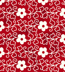 Seamless Vintage Chinese Background spiral curve leaf vine flower