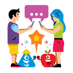 Vector Abstract virtual mobile game. Flat style colorful Cartoon illustration.