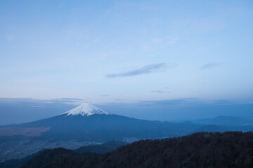 View of Mountain Fuji and Fujiyoshida town seen from Mountain Mitsutoge