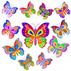 Fototapeta na wymiar Bright butterfly set