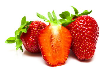A set of fresh strawberry isolated on white background