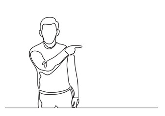 man showing direction with index finger  - single line drawing