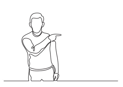 recommend clip art: man showing direction with index finger  - single line drawing