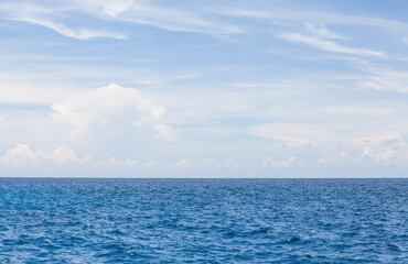 Nature background of Blue sea water and sky with cloud