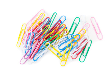 Metal paper clip isolated on a white background