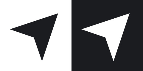 Vector navigation arrow icon. Two-tone version on black and white background