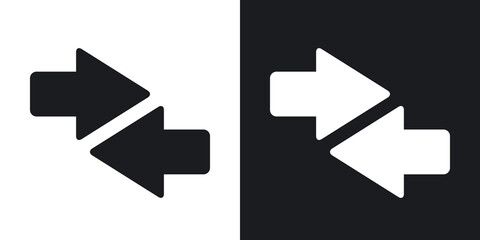 Vector both direction arrows icon. Two-tone version on black and white background