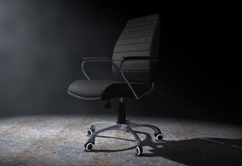 Black Leather Boss Office Chair in the Volumetric Light. 3d Rendering