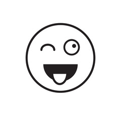 Smiling Cartoon Face Show Tongue Positive People Emotion Icon Vector Illustration