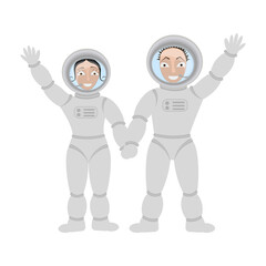 Pair of lovers astronauts in open space. Vector illustration eps 10
