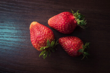 Large strawberries with leaves