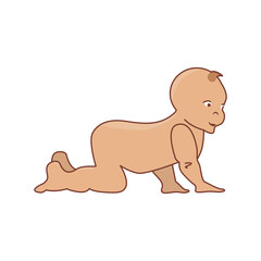 Baby on all fours silhouette, stylized line logo. Simple vector illustration eps 10.