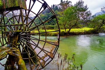 Old water mill wheel