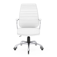 White Leather Boss Office Chair. 3d Rendering