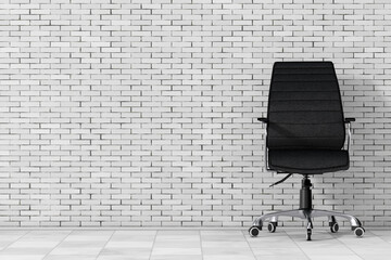 Black Leather Boss Office Chair. 3d Rendering