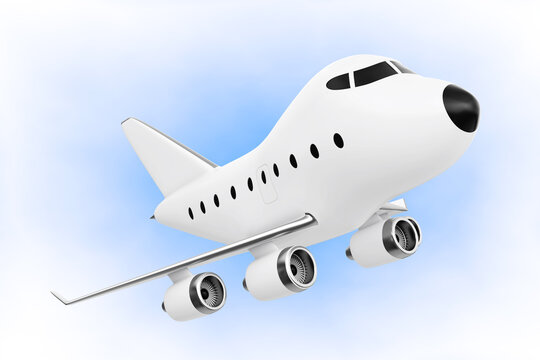 Cartoon Toy Jet Airplane. 3d Rendering