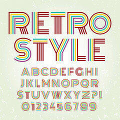 Font alphabet design retro type vintage letter vector. Typography abc art, text style set symbol sign graphic background. Typographic illustration, poster typeface label old element.