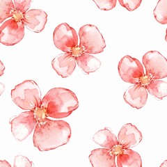 Floral seamless pattern. Watercolor background with red flowers 1