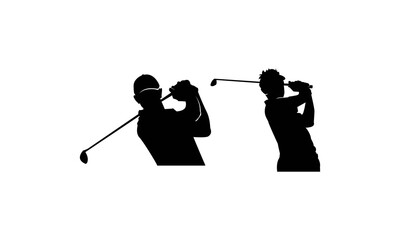 Golf Player & Silhouette Logo Template 