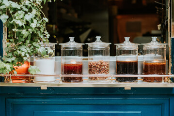 Delicious products in jars