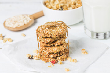 sweet homemade cookie with oat flakes