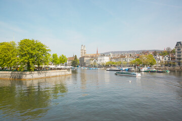 Panoramic view of historic Zurich city center