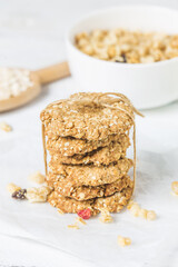 sweet homemade cookie with oat flakes