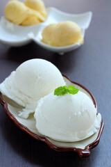 Coconut ice cream is sweet food.