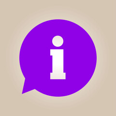 Info speech bubble symbol. Flat design style.