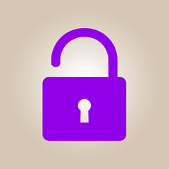 Unlock icon. Flat design style. Access to the user.
