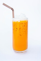 milk thai tea cold sweet water on white background