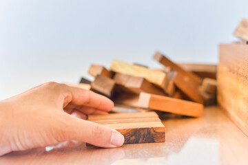 Building wood toy.