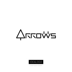 Arrows - vector logo with cursor. Original lettering with arows.