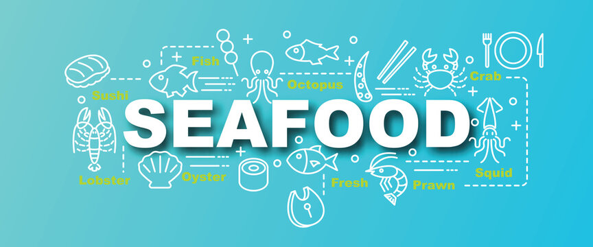 seafood vector trendy banner