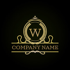 Royal Luxury Style Golden logo design with letter W