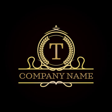Royal Luxury Style Golden logo design with letter T