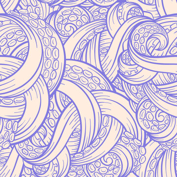 Vector Tangled Tentacles Seamless Pattern