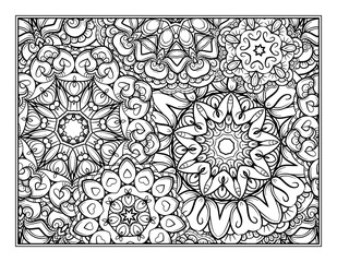 Fantasy decorative mandalas pattern page for antistress coloring