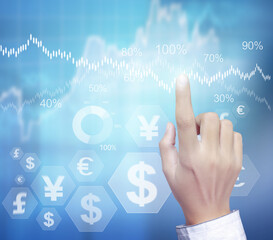  financial symbols coming from hand