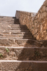 Stone stairway of a medieval fortress.