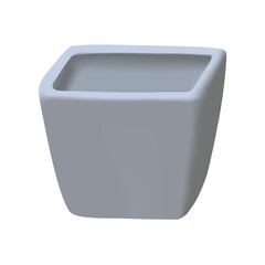 3d photorealistic square ceramic pot on a white background.