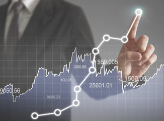  financial symbols coming from hand