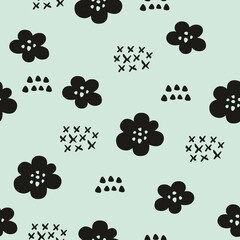 Fototapeta na wymiar Vector seamless pattern with stylized flowers. Decorative background for design