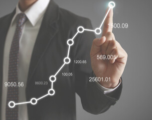  financial symbols coming from hand